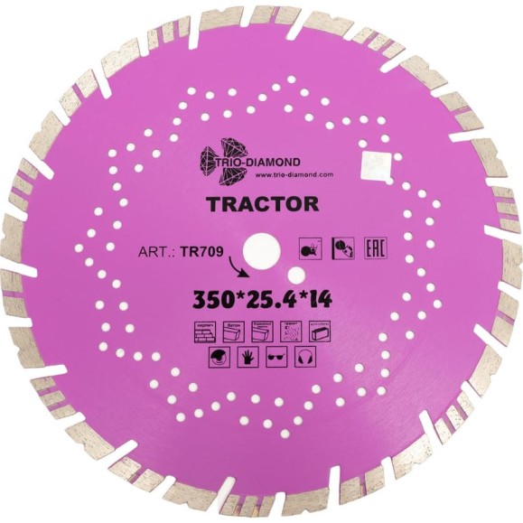 Диск алмазный отрезной TRIO-DIAMOND 350x25.4x14 Tractor TR709