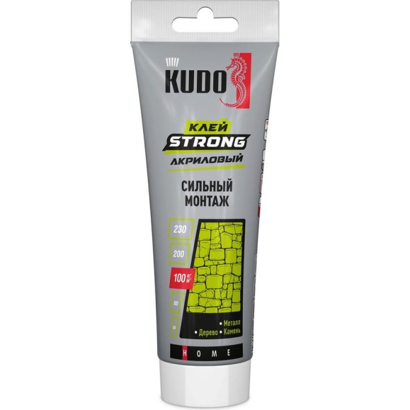 Клей KUDO home strong для сильного монтажа, на акриловой основе, белый, тюбик 200 мл KBT-341