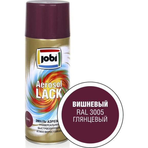 Аэрозольная эмаль JOBI глянцевая вишневая RAL 3005 520мл 31823 Аэрозольная эмаль JOBI глянцевая вишневая RAL 3005 520мл 31823