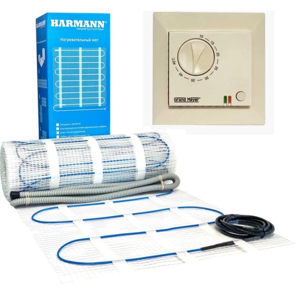 Комплект: w160-040 нагревательный мат, gm-109 терморегулятор крем Harmann W160-040(GM-109i)