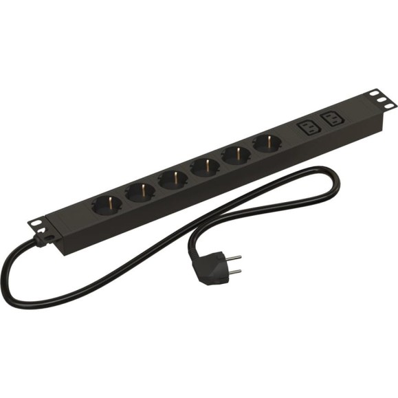 Блок розеток Hyperline SHE19-6SH-2IEC-2.5EU для 19