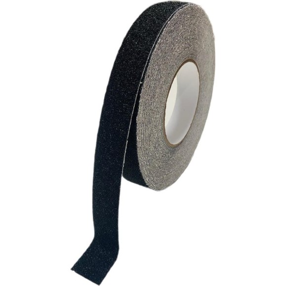 Противоскользящая лента Safetygrip anti slip tape, крупная зернистость 60 grit, 25 мм х 18.3 м, цвет: черный PVC-AST-25X18-BLA