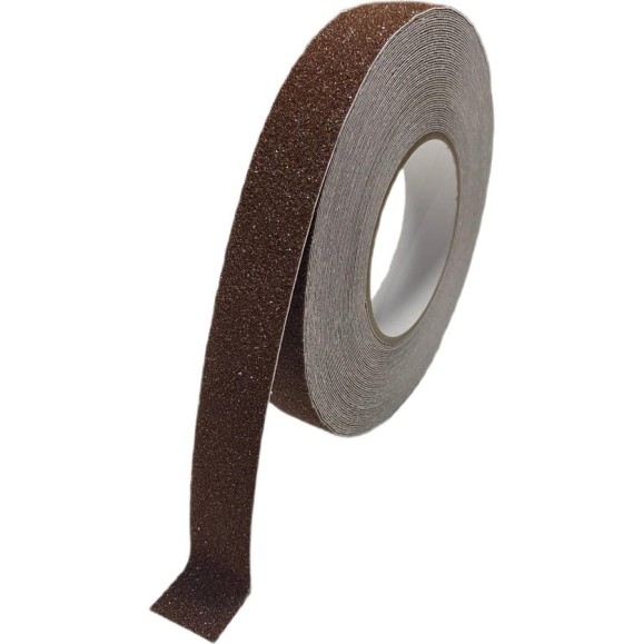 Противоскользящая лента Safetygrip anti slip tape, крупная зернистость 60 grit, 25 мм х 18.3 м, цвет: коричневый PVC-AST-25X18-BRN