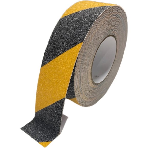Противоскользящая лента Safetygrip anti slip tape, крупная зернистость 60 grit, 50 мм х 18.3 м, цвет: черно-желтый PVC-AST-50X18-BLA/YEL