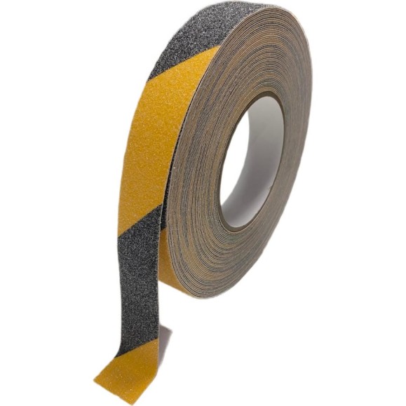 Противоскользящая лента Safetygrip anti slip tape, крупная зернистость 60 grit, 25 мм х 18.3 м, цвет: черно-желтый PVC-AST-25X18-BLA/YEL