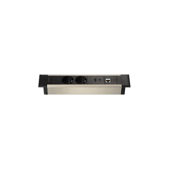 Встраиваемая врезная розетка Mebax 41T 2 секции Серебро+Черный USB + type C + RJ45 + HDMI 00-00002593 Встраиваемая врезная розетка Mebax 41T 2 секции Серебро+Черный USB + type C + RJ45 + HDMI 00-00002593