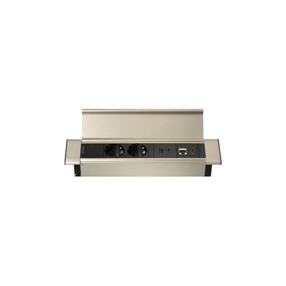 Блок розеток Mebax 41P 2 секции Серебро+Черный USB + type C + RJ45 + HDMI 00-00002595 Блок розеток Mebax 41P 2 секции Серебро+Черный USB + type C + RJ45 + HDMI 00-00002595