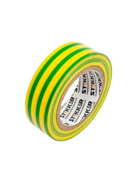Изоляционная лента STEKKER 0,13x19 мм, 10 м, желто-зеленая, INTP01319-10 32837