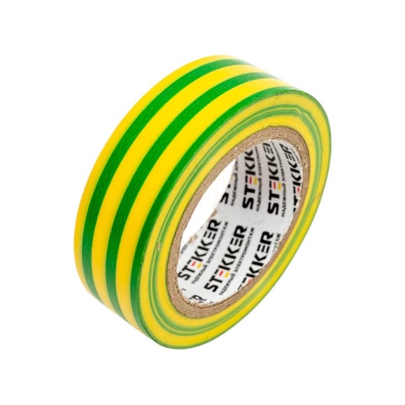 Изоляционная лента STEKKER 0,13x19 мм, 10 м, желто-зеленая, INTP01319-10 32837 Изоляционная лента STEKKER 0,13x19 мм, 10 м, желто-зеленая, INTP01319-10 32837