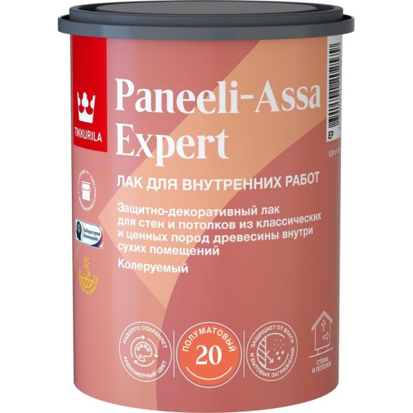Интерьерный лак Tikkurila PANEELI-ASSA EXPERT EP полуматовый 0,9л 700014047 Интерьерный лак Tikkurila PANEELI-ASSA EXPERT EP полуматовый 0,9л 700014047