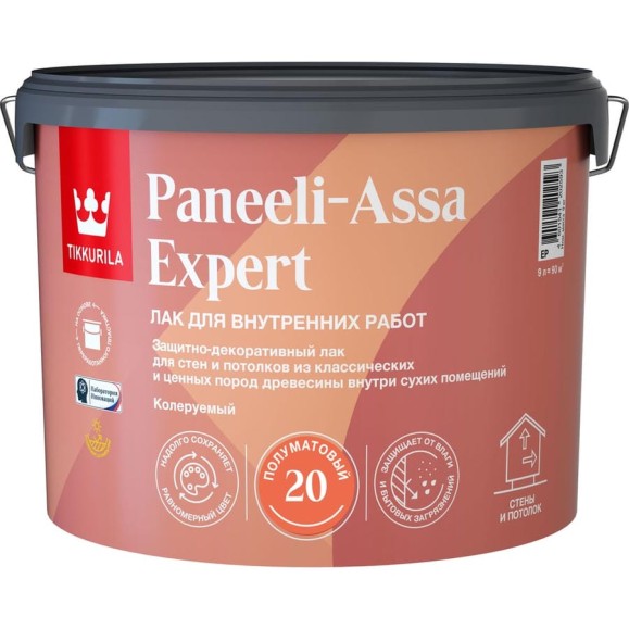 Интерьерный лак Tikkurila PANEELI-ASSA EXPERT EP полуматовый 9л 700014049 Интерьерный лак Tikkurila PANEELI-ASSA EXPERT EP полуматовый 9л 700014049