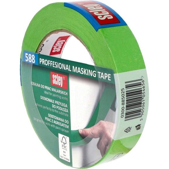 Малярная лента SCLEY 588 серия, зелёная, 25 мм х 50 метров 0300-885025