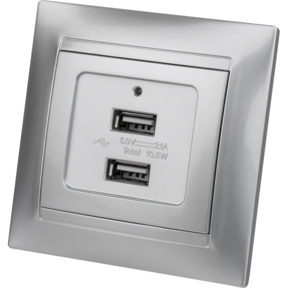 Розетка TDM ELECTRIC 2USB порт 2,1А 5В металлик "Лама" SQ1815-0241