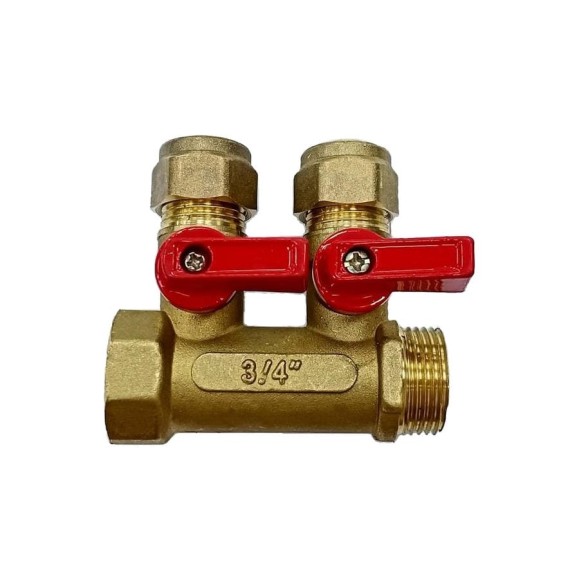 Коллектор для м/п труб PROFLINE 3/4x3/4x16x2 вых с кранами УТ-00036224 Коллектор для м/п труб PROFLINE 3/4x3/4x16x2 вых с кранами УТ-00036224