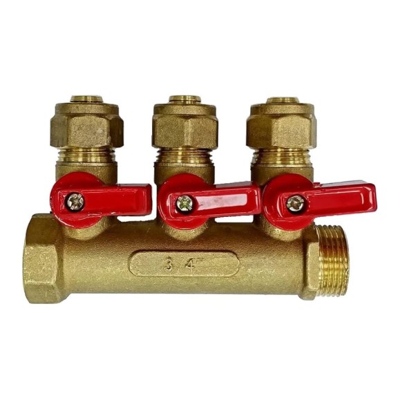 Коллектор для м/п труб 3/4x3/4x16x3 вых с кранами PROFLINE УТ-00036225 Коллектор для м/п труб 3/4x3/4x16x3 вых с кранами PROFLINE УТ-00036225