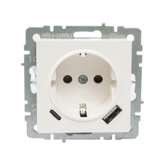 1-местная розетка IEK Brite с заземлением с защитными шторками 16а с usb a+c 18вт рюш11-1-брб белый BR-R14-16-U22-018-K01 1-местная розетка IEK Brite с заземлением с защитными шторками 16а с usb a+c 18вт рюш11-1-брб белый BR-R14-16-U22-018-K01