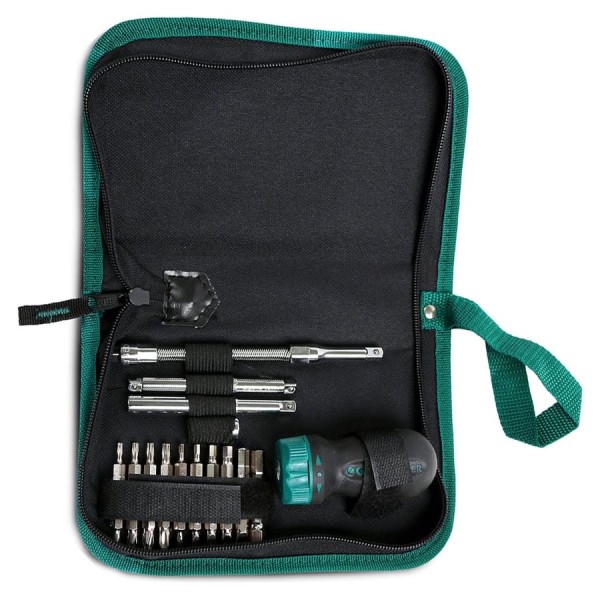 Отвёртки (набор) Sata 25пр. комбинир. с храповой рукояткой (чехол) 09342