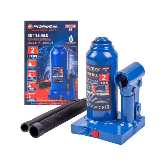 Бутылочный домкрат Forsage 2 т, с клапаном, h min-148 мм, h max-278 мм F-T90204(DS)(51442)  F-T90204 DS(51442)