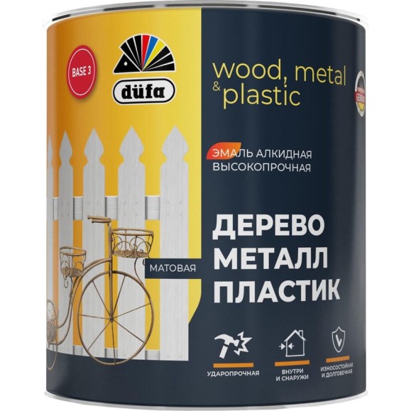 Алкидная эмаль Dufa дерево, металл, пластик база 3 1,75 л МП00-012377 Алкидная эмаль Dufa дерево, металл, пластик база 3 1,75 л МП00-012377