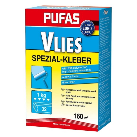 Обойный клей PUFAS EURO 3000 специальный флизелиновый клей 1 кг 021905000 Обойный клей PUFAS EURO 3000 специальный флизелиновый клей 1 кг 021905000