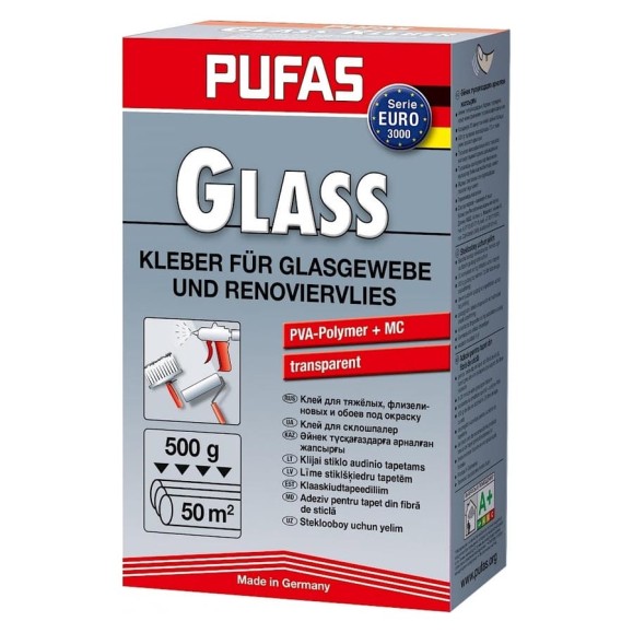 Обойный клей PUFAS EURO 3000 Glass стеклообои 500г 000904092 Обойный клей PUFAS EURO 3000 Glass стеклообои 500г 000904092