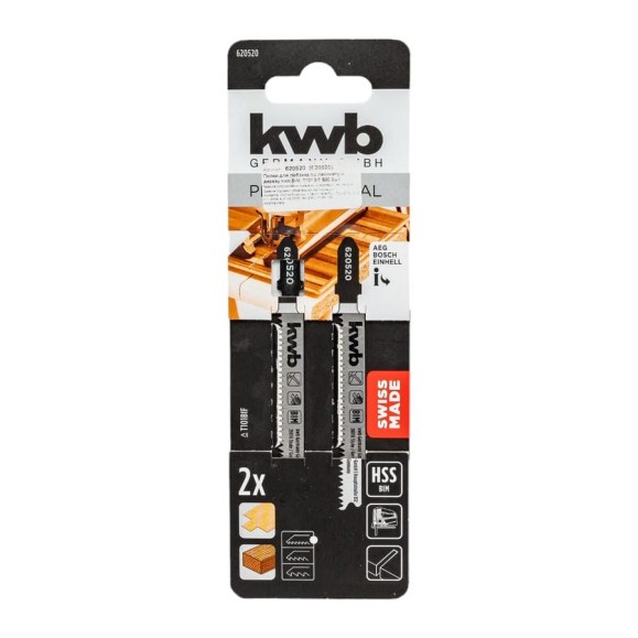 Пилки для лобзика по ламинату и дереву BiM, T101BIF S20 2 шт KWB 620520 Пилки для лобзика по ламинату и дереву BiM, T101BIF S20 2 шт KWB 620520