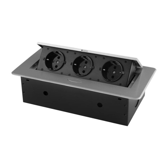 Розетка горизонтальная выдвижная ROCKETSOCKET 3 euro 16a, проводка, цвет серый SHS017-S Розетка горизонтальная выдвижная ROCKETSOCKET 3 euro 16a, проводка, цвет серый SHS017-S
