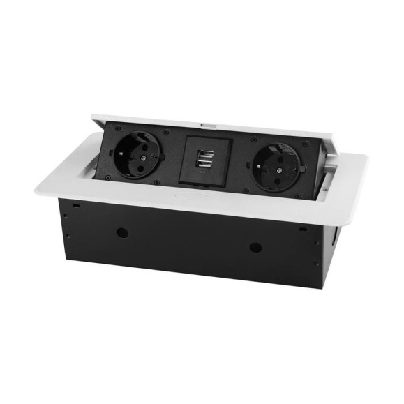 Розетка горизонтальная выдвижная ROCKETSOCKET 2 euro 16a, 2 usb a с блоком 5в/2.1а, проводка, цвет белый SHS018-W Розетка горизонтальная выдвижная ROCKETSOCKET 2 euro 16a, 2 usb a с блоком 5в/2.1а, проводка, цвет белый SHS018-W