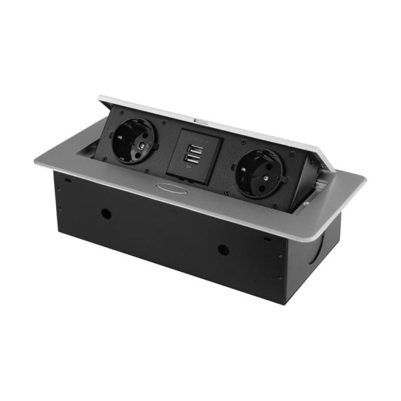Розетка горизонтальная выдвижная ROCKETSOCKET 2 euro 16a, 2 usb a с блоком 5в/2.1а, проводка, цвет серый SHS018-S Розетка горизонтальная выдвижная ROCKETSOCKET 2 euro 16a, 2 usb a с блоком 5в/2.1а, проводка, цвет серый SHS018-S