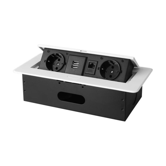 Розетка горизонтальная выдвижная ROCKETSOCKET 2 euro 16a, 2 usb a с блоком 5в/2.1а, rj45, проводка, цвет белый SHS020-W Розетка горизонтальная выдвижная ROCKETSOCKET 2 euro 16a, 2 usb a с блоком 5в/2.1а, rj45, проводка, цвет белый SHS020-W