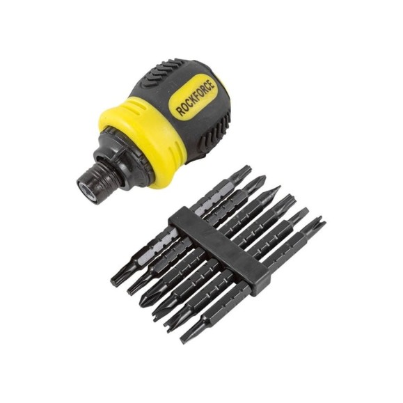 Отвертка Rockforce реверсивная с набором бит специальных,в блистере RF-32807MR(51771)