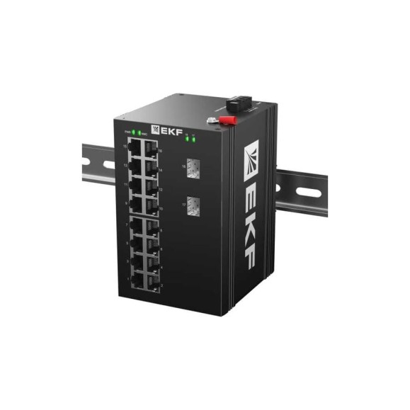 Промышленный неуправляемый коммутатор EKF U-2GX/SFP-16GT, 2 порта 1000Base-X SFP, 16 портов 10/100/1000Base-T(X) RJ45, монтаж на динрейку TSX TSX-U-2GX/SFP-16GT