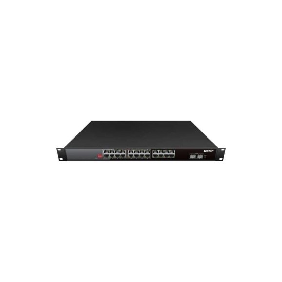 Промышленный неуправляемый коммутатор EKF U-2GX/SFP-24GTP-R, 2 порта 1000Base-X SFP, 24 порта 10/100/1000Base-T(X) RJ45 c PoE, монтаж в 19" стойку TSX TSX-U-2GX/SFP-24GTP-R