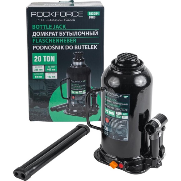 Домкрат бутылочный Rockforce 20т низкопрофильный RF-T92004/Euro/(15122)