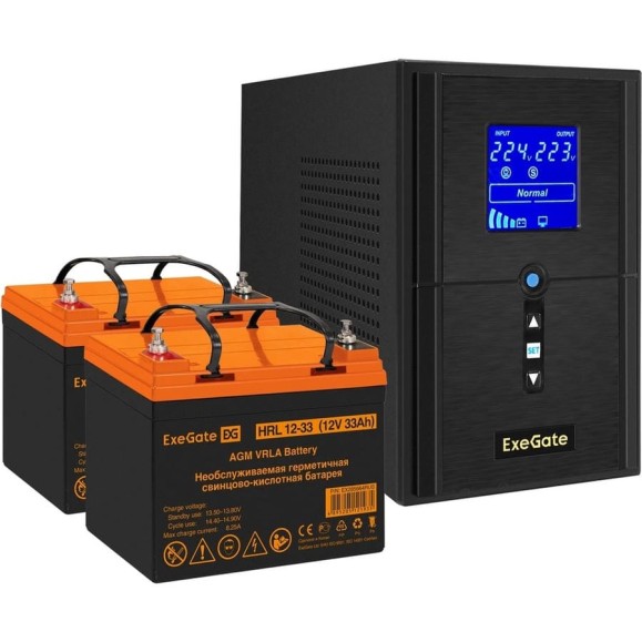 Комплект ИБП ExeGate EX295987RUS+батарея33Aч EX285664RUS 2 шт., инвертор, синус, для котла SineTowerSZ-1000.LCD.AVR.2SH.1C13.USB1000VA800W, чистая синусоида, LCD дисплей, AVR 296792 Комплект ИБП ExeGate EX295987RUS+батарея33Aч EX285664RUS 2 шт., инвертор, синус, для котла SineTowerSZ-1000.LCD.AVR.2SH.1C13.USB1000VA800W, чистая синусоида, LCD дисплей, AVR 296792