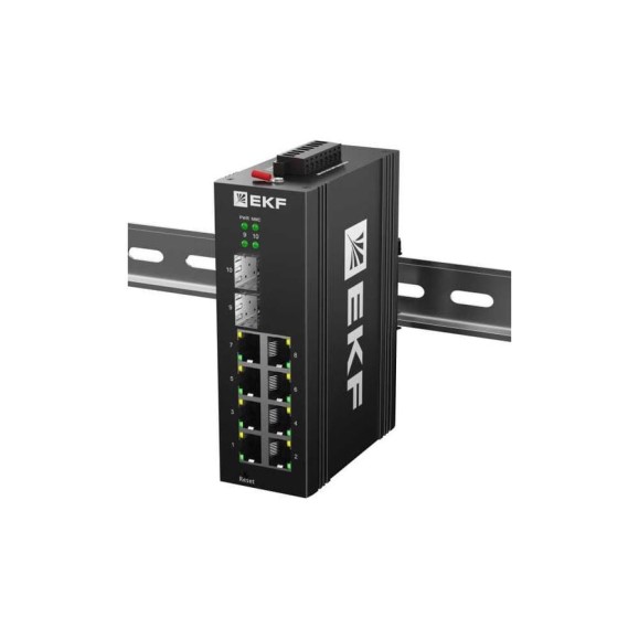 Промышленный управляемый коммутатор EKF уровня L2 ML2-2GX/SFP-8GTP, 2 порта 1000Base-X SFP, 8 портов 10/100/1000Base-T(X) RJ45 c PoE, монтаж на динрейку TSX TSX-ML2-2GX/SFP-8GTP