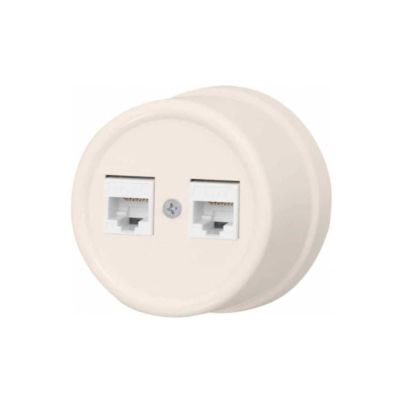 Розетка RJ45 Bironi информационная двойная, керамика, цвет Песочное золото B1-302-04 Розетка RJ45 Bironi информационная двойная, керамика, цвет Песочное золото B1-302-04