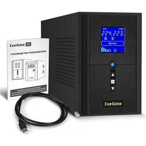 ИБП ExeGate инвертор, синус, для котла SineTower SN-1000.LCD.AVR.2SH.1C13.USB 1000VA 800W, чистая синусоида, LCD дисплей, AVR, 2*Schuko+1*C13, USB, линейно-интер 295981 ИБП ExeGate инвертор, синус, для котла SineTower SN-1000.LCD.AVR.2SH.1C13.USB 1000VA 800W, чистая синусоида, LCD дисплей, AVR, 2*Schuko+1*C13, USB, линейно-интер 295981