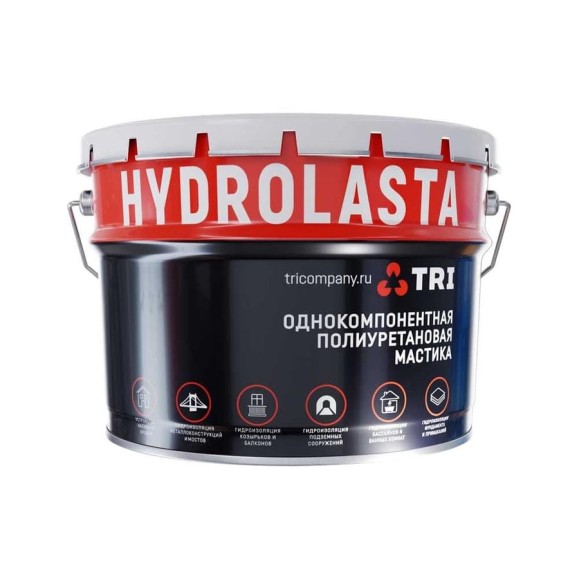 Универсальная однокомпонентная полиуретановая мастика Hydrolasta серая, 7 кг. 4673737915389