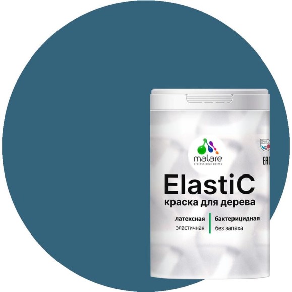 Краска MALARE Elastic для деревянных поверхностей, универсальная,с антисептическим эффектом, матовая, перо павлина, 2 кг. КЭЛСТАПЕПМ0200 Краска MALARE Elastic для деревянных поверхностей, универсальная,с антисептическим эффектом, матовая, перо павлина, 2 кг. КЭЛСТАПЕПМ0200