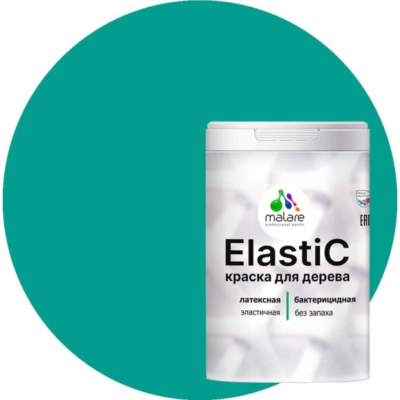 Краска MALARE Elastic для деревянных поверхностей, универсальная,с антисептическим эффектом, матовая, персидский зеленый, 2 кг. КЭЛСТАПЕЗМ0200 Краска MALARE Elastic для деревянных поверхностей, универсальная,с антисептическим эффектом, матовая, персидский зеленый, 2 кг. КЭЛСТАПЕЗМ0200