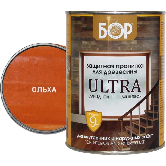 Защитная пропитка для дерева Бор Ultra для наружных работ, ольха 2,7 кг 4690417079681