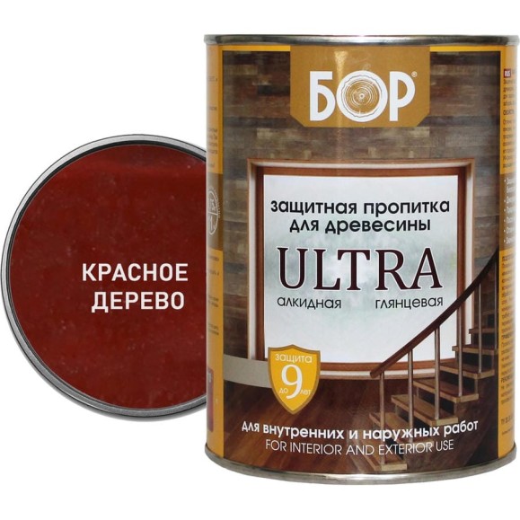 Защитная пропитка для дерева Бор Ultra для наружных работ, красное дерево 2,7 кг 4690417079537 Защитная пропитка для дерева Бор Ultra для наружных работ, красное дерево 2,7 кг 4690417079537