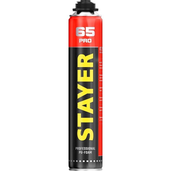 Монтажная пена STAYER Professional LOW EXPANSION с низким вторичным расширением, пистолетная, выход до 65 л, всесезонная, 800 мл 41137