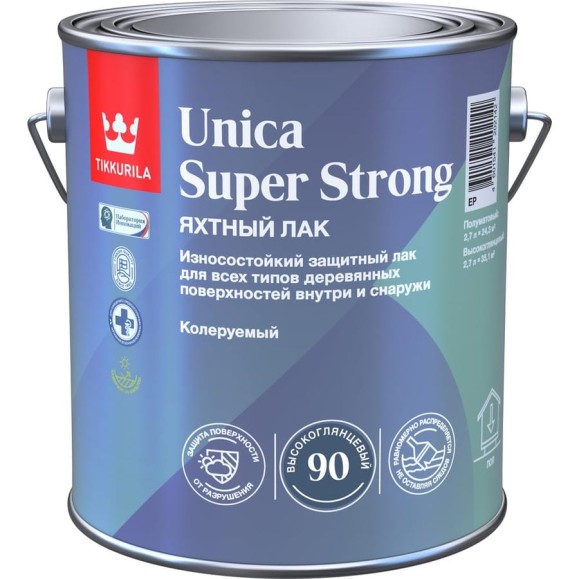 Универсальный лак Tikkurila UNICA SUPER STRONG EP высокоглянцевый, 2.7л 700014009 Универсальный лак Tikkurila UNICA SUPER STRONG EP высокоглянцевый, 2.7л 700014009