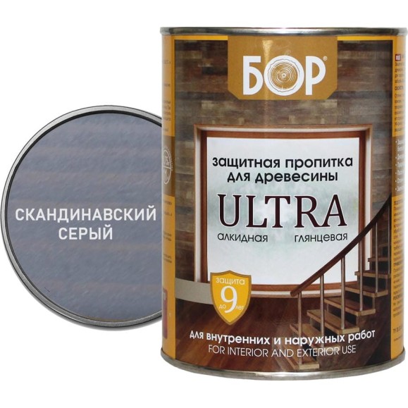 Защитная пропитка для дерева Бор Ultra для наружных работ, Скандинавский серый 2,7 кг 4690417098774 Защитная пропитка для дерева Бор Ultra для наружных работ, Скандинавский серый 2,7 кг 4690417098774