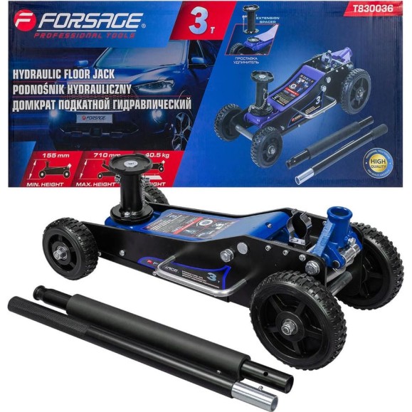 Домкрат подкатной гидравлический Forsage 3т (h min 155мм, h max 710мм) F-T830036(58813)