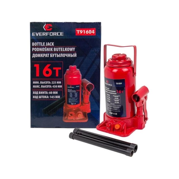 Домкрат бутылочный EVERFORCE 16т EF-T91604(52656) Домкрат бутылочный EVERFORCE 16т EF-T91604(52656)