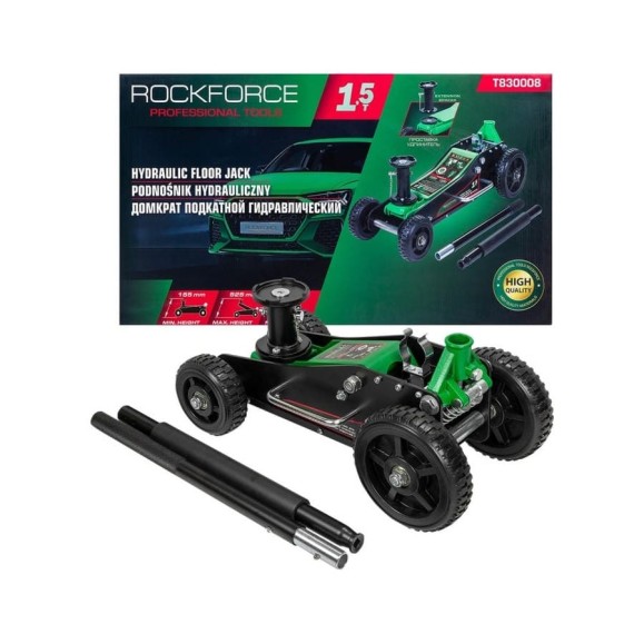 Домкрат подкатной гидравлический Rockforce 1,5т (h min 155мм, h max 525мм) RF-T830008(58814)