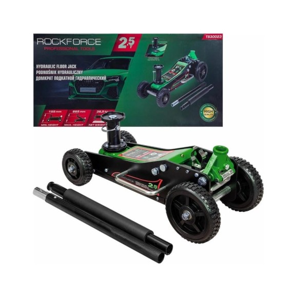 Домкрат подкатной гидравлический Rockforce 2,5т (h min 155мм, h max 665мм) RF-T830023(58816)